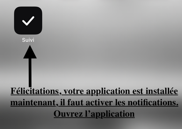 L'icône Suivi posée sur l'écran d'accueil