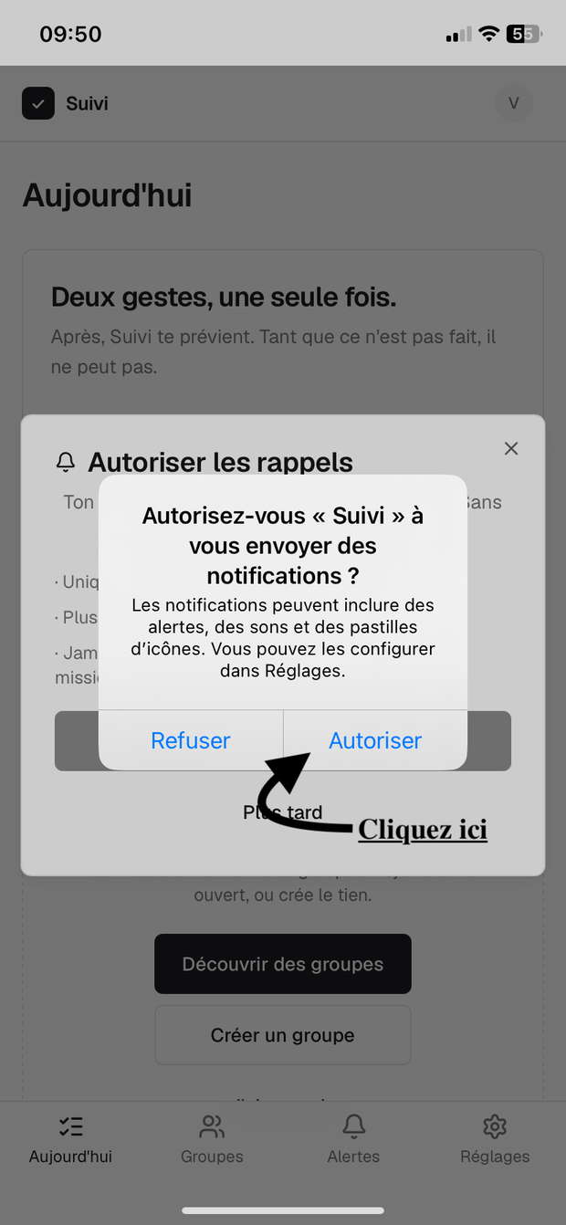 La demande d'autorisation d'iOS
